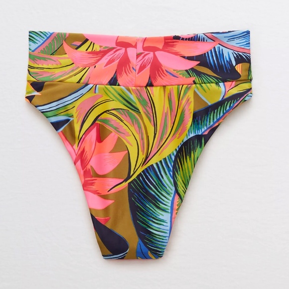 NWT American Eagle Aerie Tropical High Cut Cheeky Bikini Bottom - Picture 2 of 8